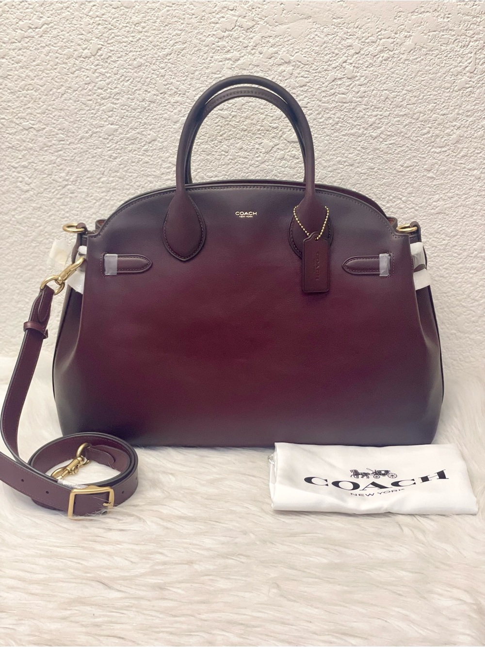 Coach Soft Empire Carryall 40 handbag in Merlot Glovetanned Leather NWT